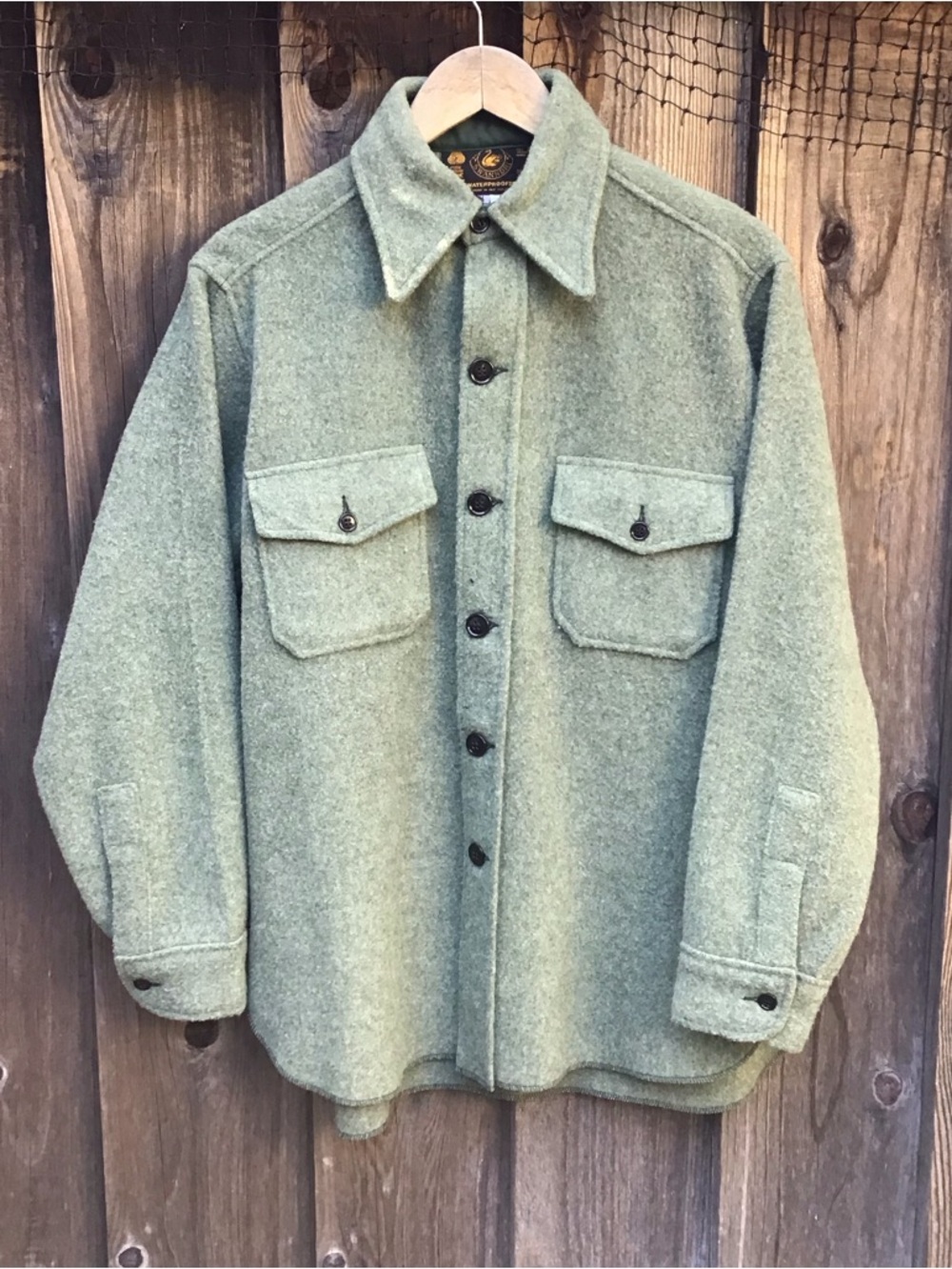 Swanndri Wool Button Up Jacket Mens Medium Green Outdoor Workwear Coat